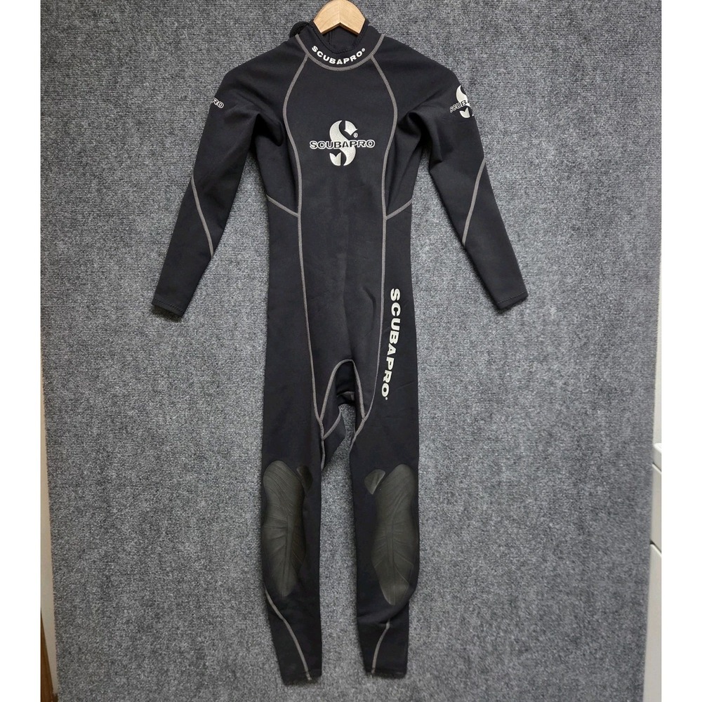 Scubapro Mens Size XS Black Full Wetsuit Profile 0.5mm Surfing Scuba Back Zip